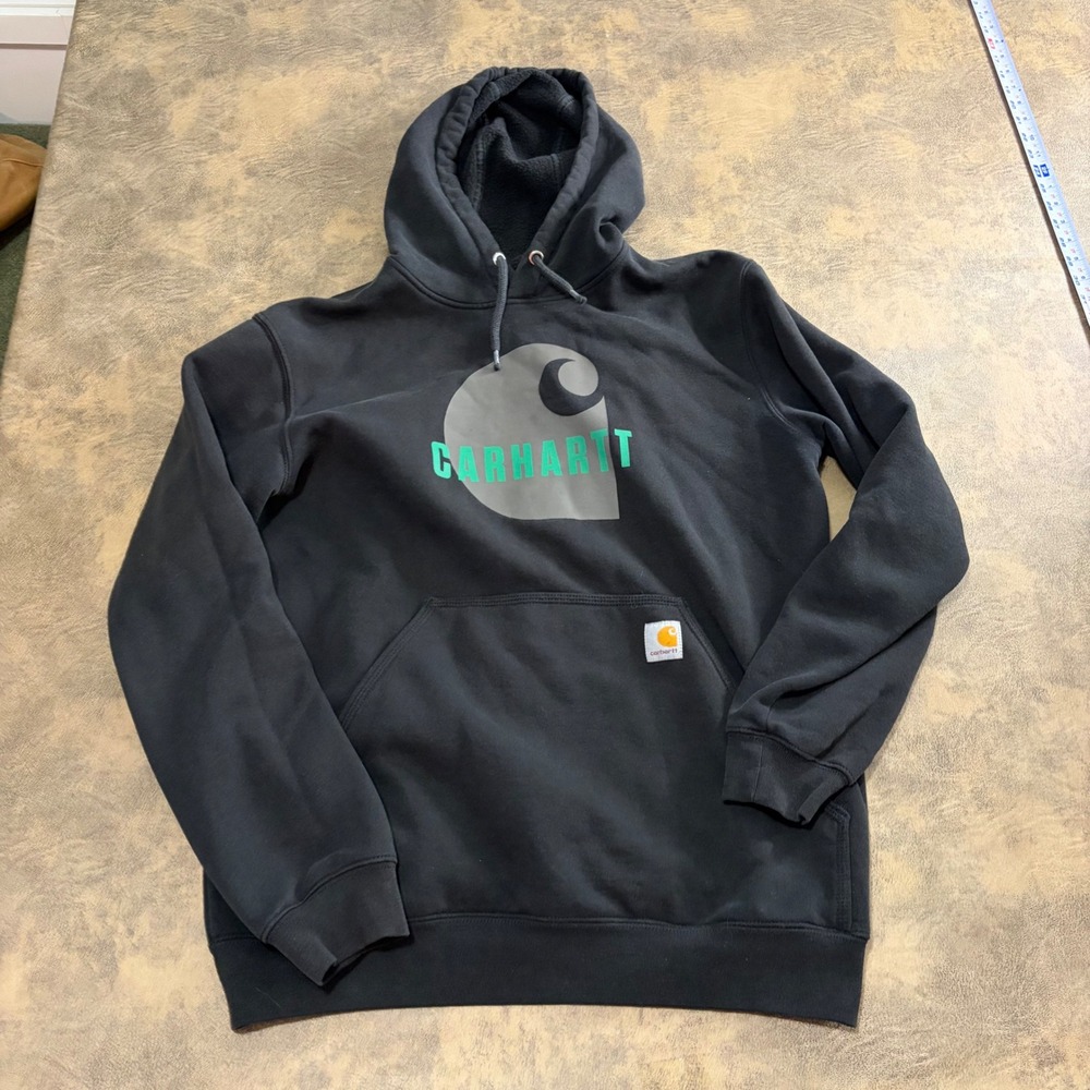 Carhartt Hoodie Mens Medium Black Loose Fit Midweight Graphic Logo‎ 104902 BLK